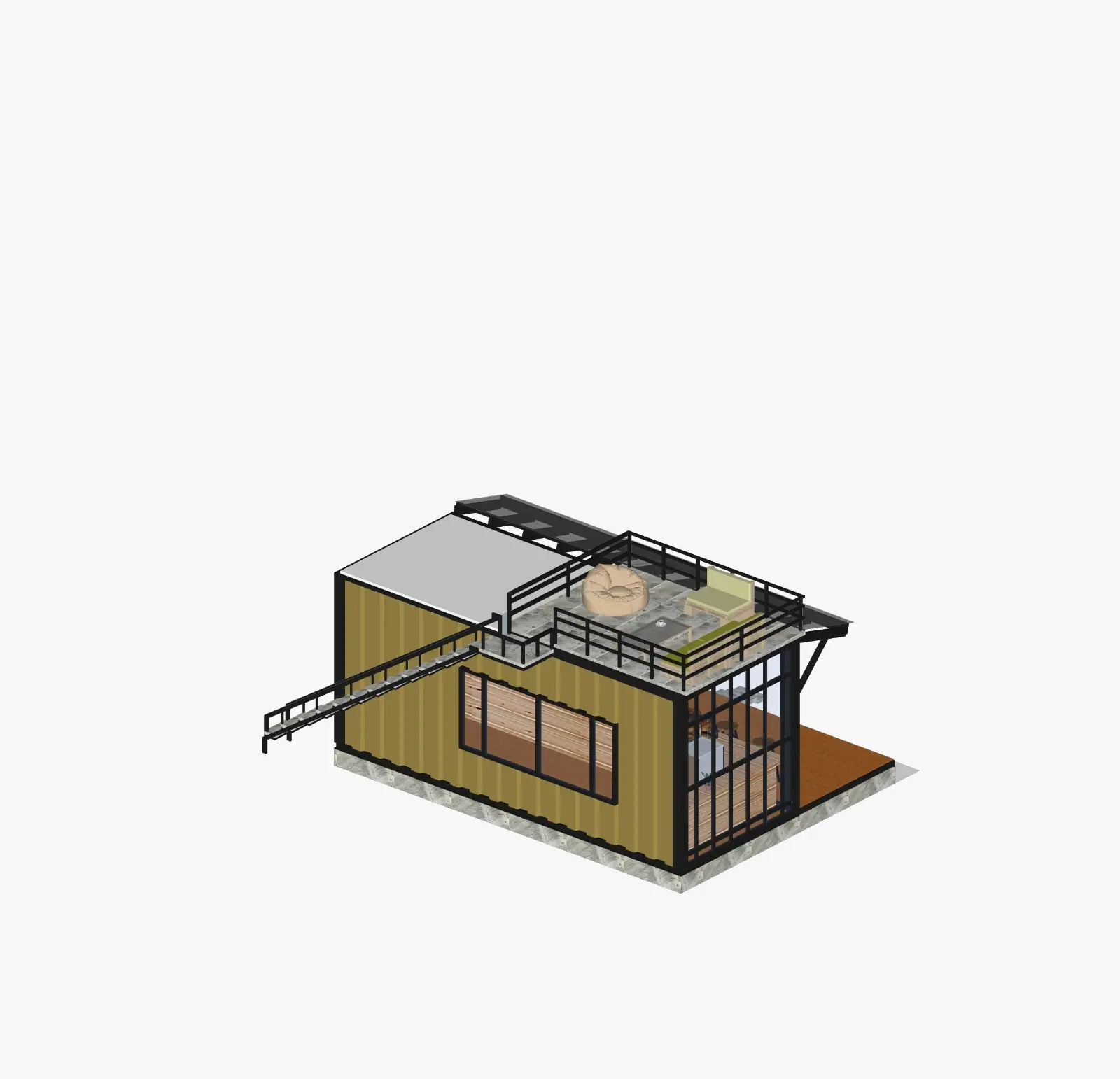 Vista exterior de la cafetería modular